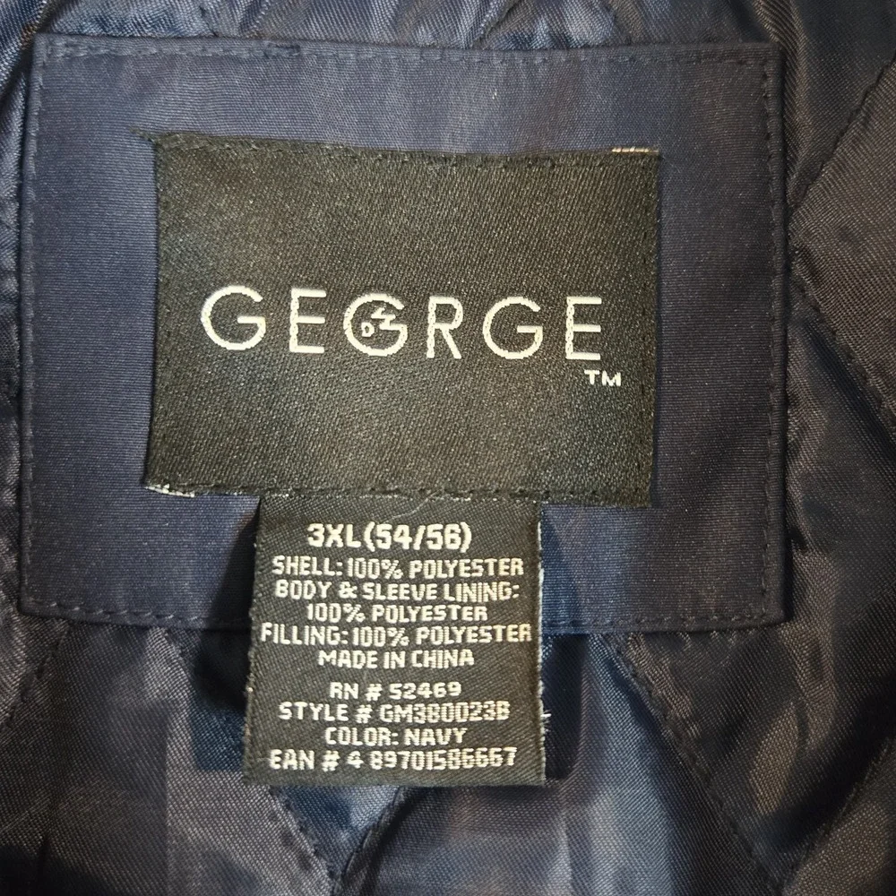 George Lightweight Navy‎ blue Quilted Lined Jacket Coat Size Mens 3XL 54-56 Work